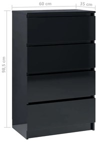Servanta, negru extralucios, 60x35x98,5 cm, lemn compozit 1, negru foarte lucios