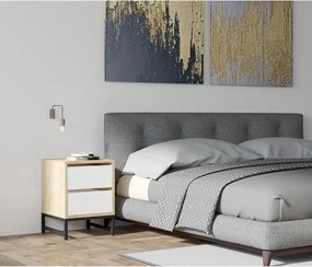 Noptiera Cefalu cu 2 sertar alb stejar 55x40x40 cm