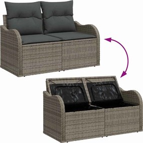 vidaXL Set de canapele pentru grădină 9 pcs Gri Rattan poli