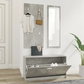 vidaXL Set pantofare 3 în 1, gri beton, lemn prelucrat