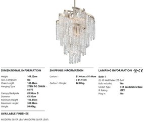 Candelabru LUX design elegant, realizat din sticla venetiana lucrata manual MONT BLANC cu 9 surse de lumina