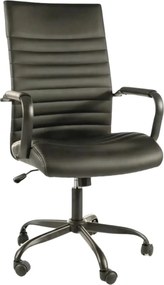Scaun birou Q-306, negru, piele ecologica/metal, 58x51x106/116 cm