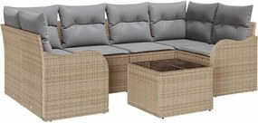 vidaXL Set de canapele pentru grădină cu pernă Manual 7 pcs Bej și gri