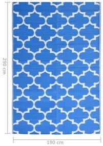 Covor de exterior, albastru, 190x290 cm, PP Albastru, 190 x 290 cm