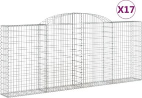 vidaXL Coșuri gabion arcuite 17 buc, 300x30x120/140 cm fier galvanizat