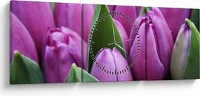 Tablou - florile lalelelor (cu ceas) (90x30 cm)