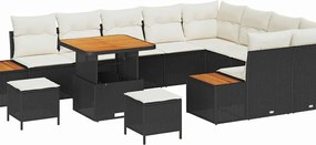 vidaXL Set de canapele pentru grădină 12 pcs Negru poliratan