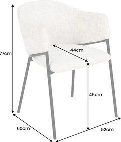 Set de 2 scaune aspect retro, Metal Negru, Chenille Bej, NOBLESSE A-47578 VC