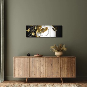 Tablou - Bile cu motive aurii (cu ceas) (90x30 cm)