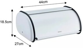 Cutie pentru paine Kinghoff KH 1864, 18.5x27x44 cm, Deschidere si inchidere lina, Otel, Alb