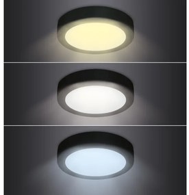 Plafonieră LED/12W/230V 3000/4000/6000K negru rotund Solight WD172-B