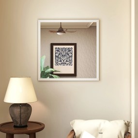 HOMCOM Oglindă de Perete Pătrată cu Cârlige, Oglindă din Sticlă și MDF, 50x50 cm, Albă | Aosom Romania