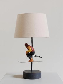 Lampa de masa, din rasina, cu abajur din bumbac, Skier