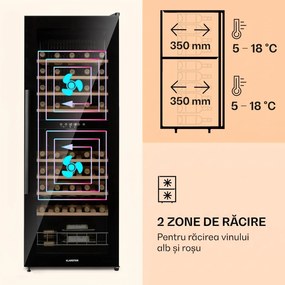 Klarstein Barossa 54 Duo, Frigider pentru vin, 2 zone, 148 litri, 54 sticle cu ecran tactil