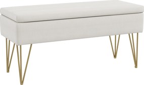 HOMCOM Bancuta otoman 100cm cu spatiu de depozitare, Bancuta tapitata pentru capatul patului cu picioare in forma de ac de par