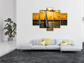 Tablou cu iaht în apus de soare (150x105 cm)