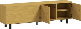 HOMCOM Comodă TV 180 cm, pentru televizoare de 208,3 cm, cu 4 uși cu deschidere prin apăsare 180x35x55,5cm lemn natural | Aosom Romania