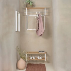 Cuier de perete alb-natural cu raft din metal Rizzoli – Spinder Design