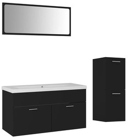 3071199 vidaXL Set mobilier de baie, negru, lemn prelucrat