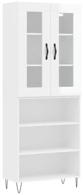 3198755 vidaXL Dulap înalt, alb extralucios, 69,5x34x180 cm, lemn compozit
