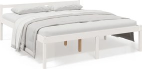 vidaXL Pat pentru seniori, alb, 200x200 cm, lemn masiv de pin