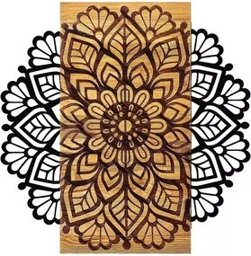 Decoratiune gradina MSIALA 2, stejar/negru, lemn/metal, 58x58 cm