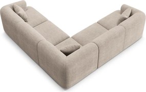 Colțar maro deschis cu tapițerie din catifea reiată Campi – Cosmopolitan Design