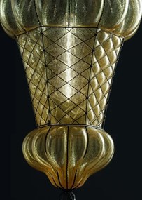 Lustră pe lanț SIRU BABÀ 1xE27/60W/230V d. 30 cm bej/maro sticlă venețiană