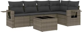 vidaXL Set mobilier grădină cu perne, 6 piese, gri, poliratan