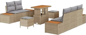 vidaXL Set de canapele pentru grădină 8 pcs Beige și gri deschis