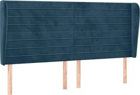 vidaXL Tăblie pat cu urechi albastru închis 183x23x118/128 cm catifea