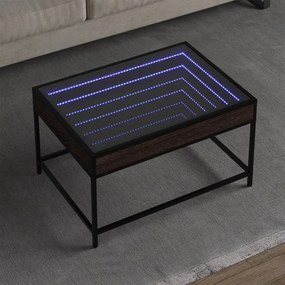 vidaXL Măsuță de cafea cu LED infinity, stejar maro, 70x50x41 cm
