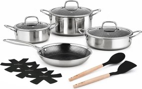 Set de oale Swiss Haus SH-ZG1012, 12 piese, Acoperire ceramica Sapphire, Cuptor pana la 260°C, Inductie, Argintiu
