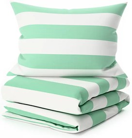 Lenjerie de pat din bumbac STRIPES alb-verde Dimensiune lenjerie de pat: 70 x 90 cm | 140 x 220 cm