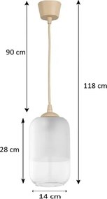 Brilagi - Lustră LED pe cablu RETRO GLASS 1xE27/60W/230V, Ø 14 cm, bej/alb
