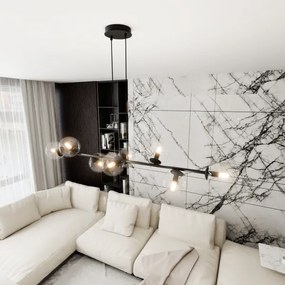 Lustră pe cablu ROSSI 8xE14/10W/230V negru/transparent