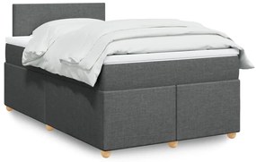 vidaXL Pat box spring cu saltea, gri închis, 120x190 cm, textil