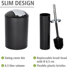 Set de accesorii de baie negru din plastic Calvo – Wenko