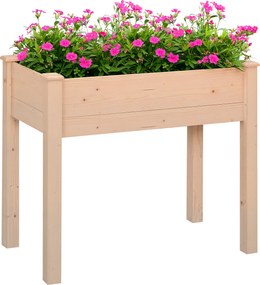 Outsunny Jardinieră ridicată din lemn, Pat de grădină pe picioare ridicat, Orificii de drenaj, Material nețesut, 86x46x76 lemn natural | Aosom Romania