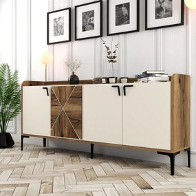 Consolă Venedik - Walnut, Cream