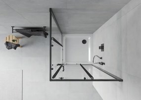 Mexen Rio cabină de duș pătrată 90 x 90 cm, transparentă, neagră + cadă Flat, albă - 860-090-090-70-00-4010B