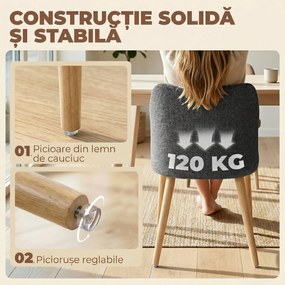 HOMCOM Set 2 Scaune Moderne cu Tapițerie din In, Șezut Confortabil, Spătar Curbat, Picioare din Lemn, Asamblare Ușoară pentru Bucătărie, Cameră, Living. | Aosom Romania