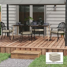 Outsunny Set de 4 perne pentru scaun, pad-uri pentru scaun 47 x 47 cm, umplutură groasă, rezistente la decolorare, bej | Aosom Romania