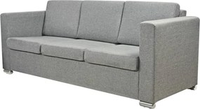 vidaXL Canapea textilă pentru 3 persoane, Gri deschis