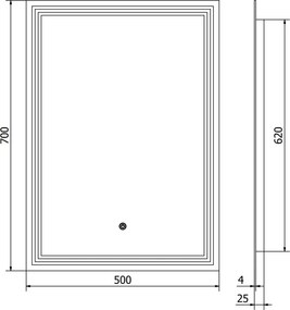 Mexen Taco oglindă de baie iluminată 50 x 70 cm, LED 6000K, antiaburire - 9805-050-070-611-00