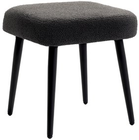 HOMCOM Taburet, suport pentru picioare, scaun captusit, aspect casmir, picioare din otel, 42 x 42 x 47 cm, Gri inchis | Aosom Romania