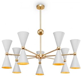 Lustra suspendata design decorativ Vesper alb/auriu MYMOD108PL-14WG