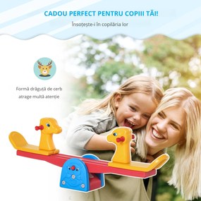 HOMCOM Leagăn Balansoar cu Mânere Antiderapante pentru Copii 1-4 Ani din Plastic HDPE, 150x32x60 cm, Multicolor | Aosom Romania