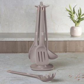 Set 5 ustensile bucatarie cu suport Taupe Berlinger Haus BH 8618