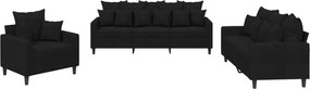 vidaXL Set de canapele cu perne, 3 piese, negru, catifea